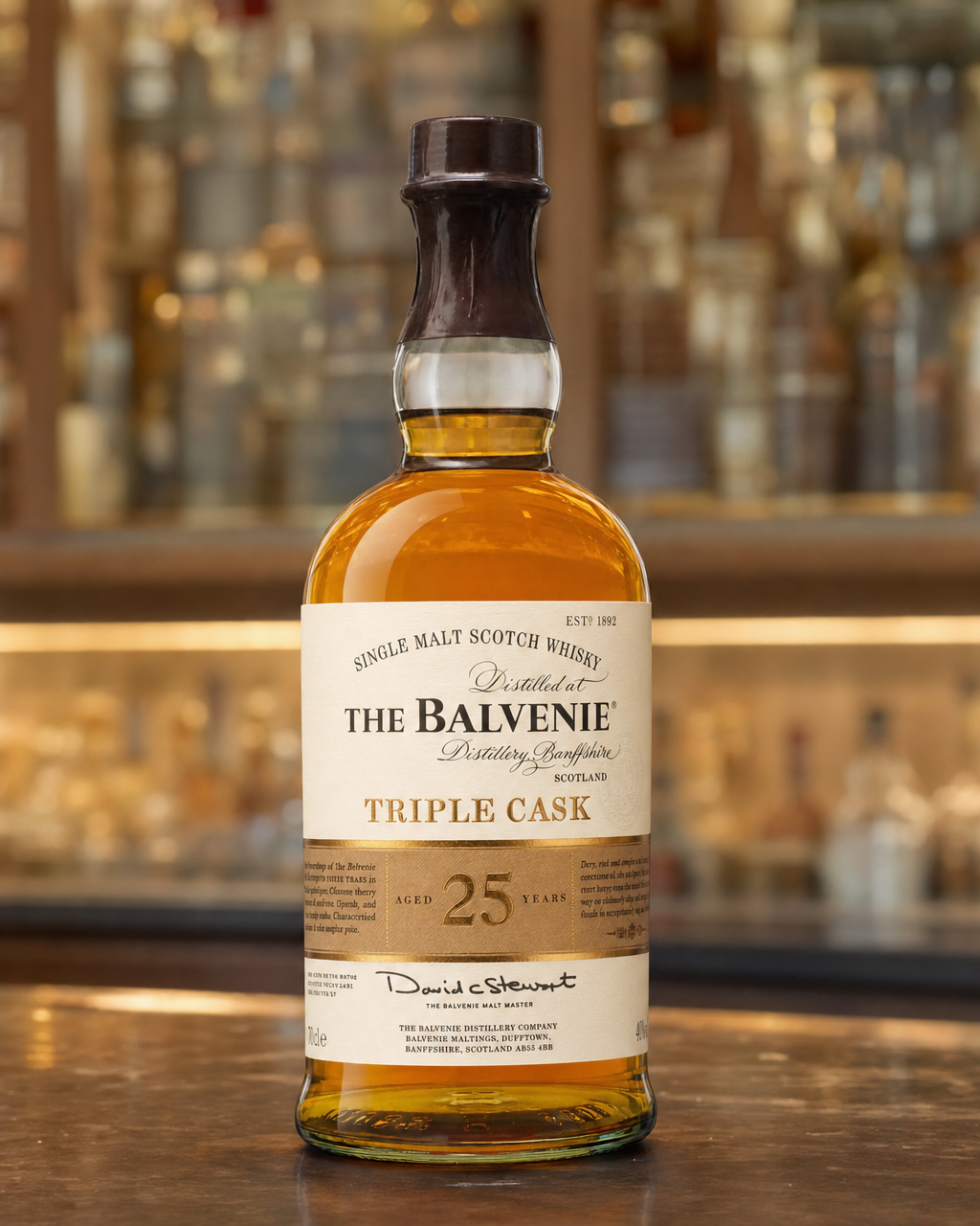 Balvenie 25 Year Old Triple Cask bottle, alternate view