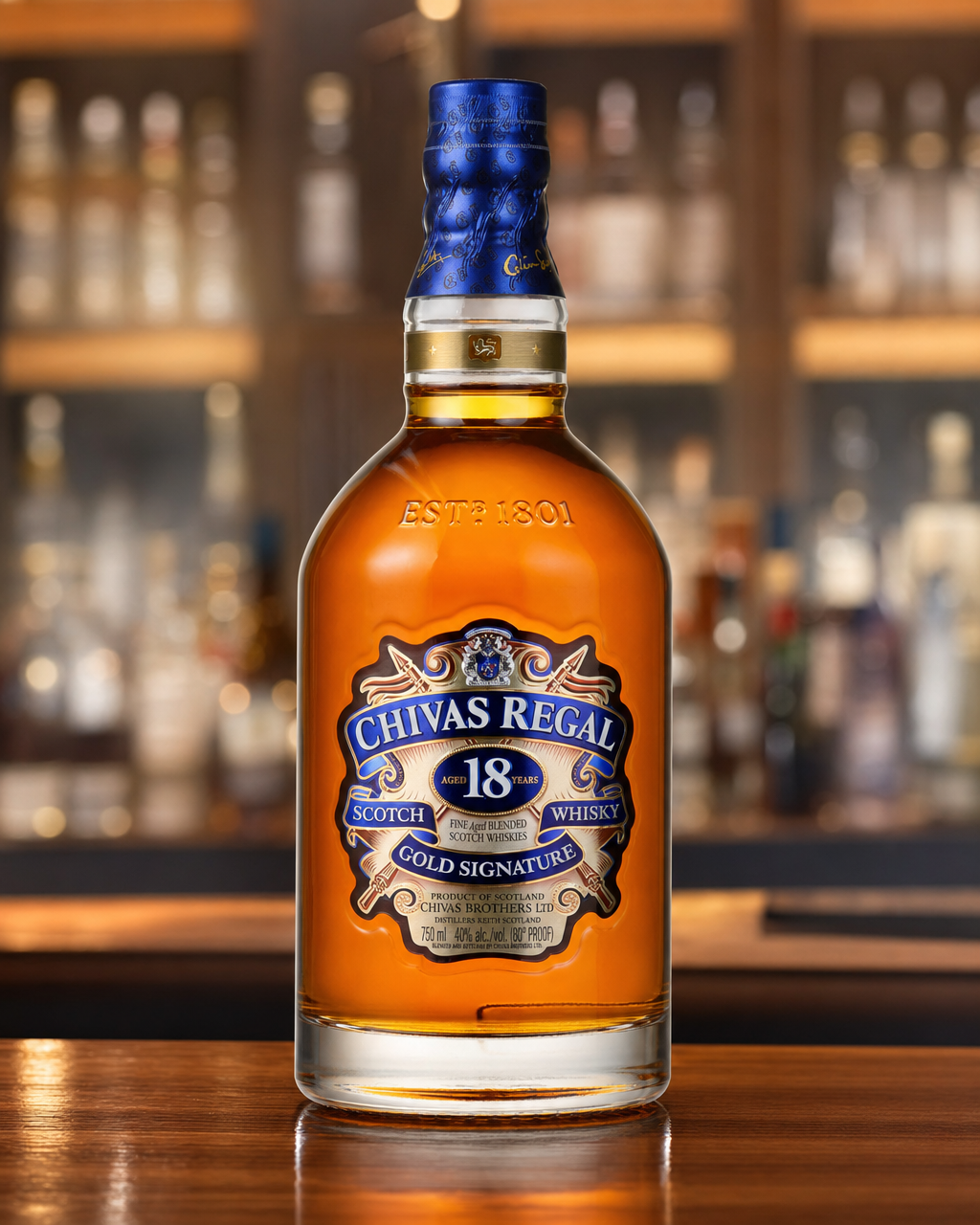 Chivas Regal 18 Year Old Gold Signature bottle, alternate view