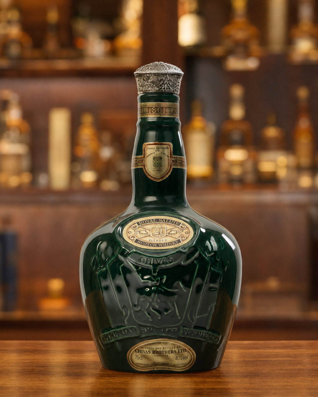 Chivas Royal Salute 21 Year Old Emerald Flagon bottle, alternate view
