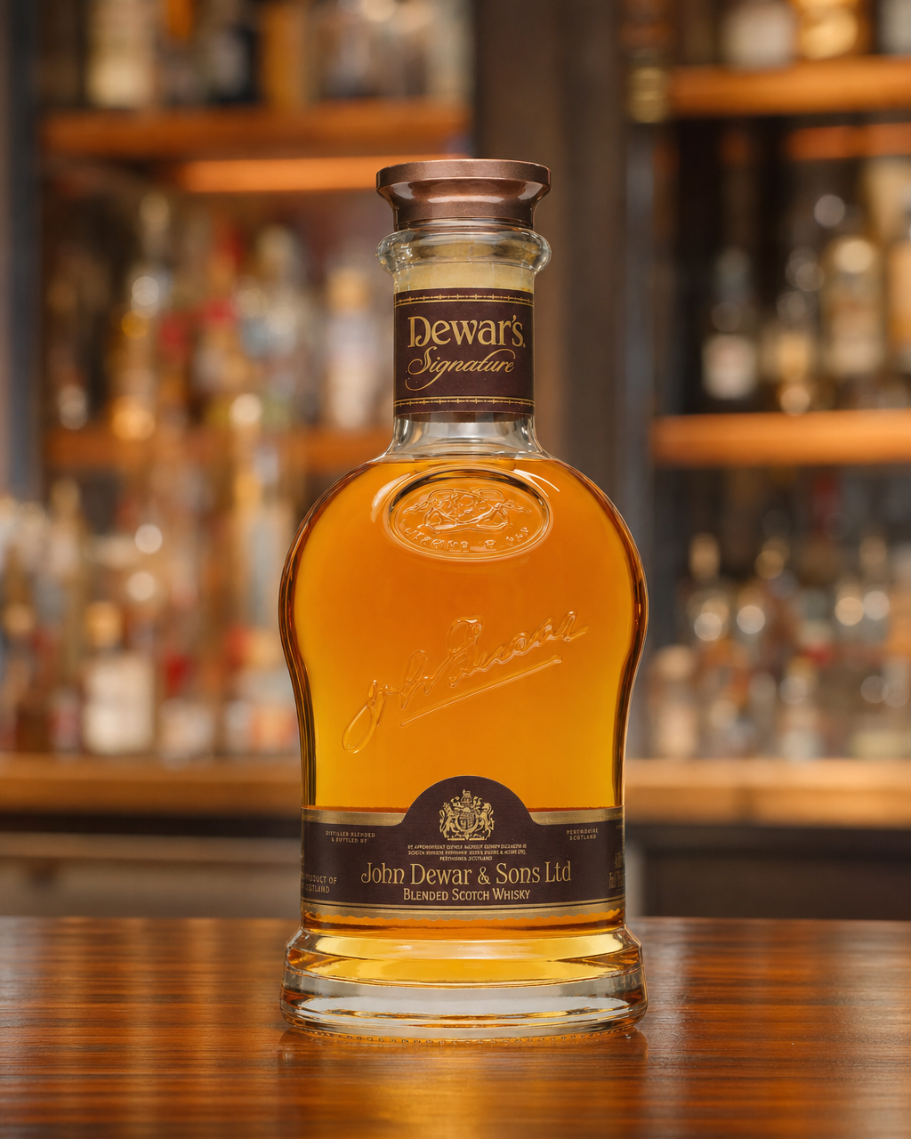 Dewar's Signature bottle, alternate view