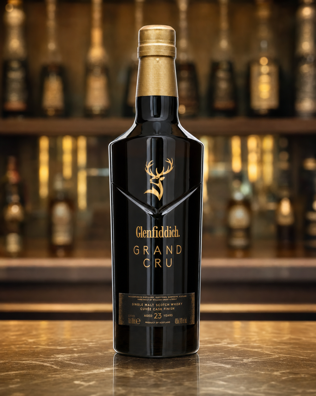 Glenfiddich 23 Year Old Grand Cru bottle, alternate view