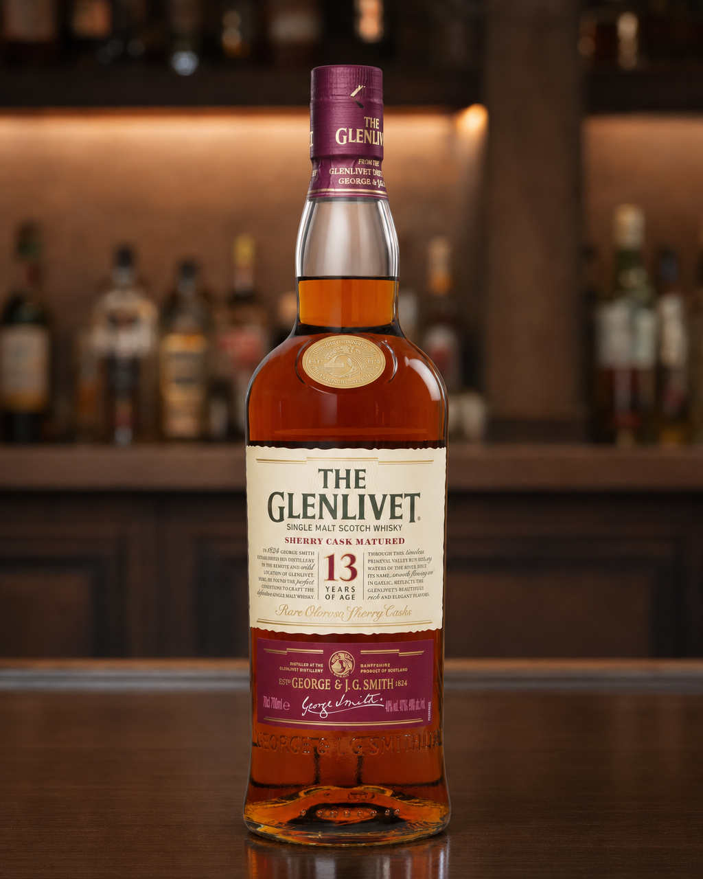 Glenlivet 13 Year Old Sherry Cask Matured bottle, alternate view