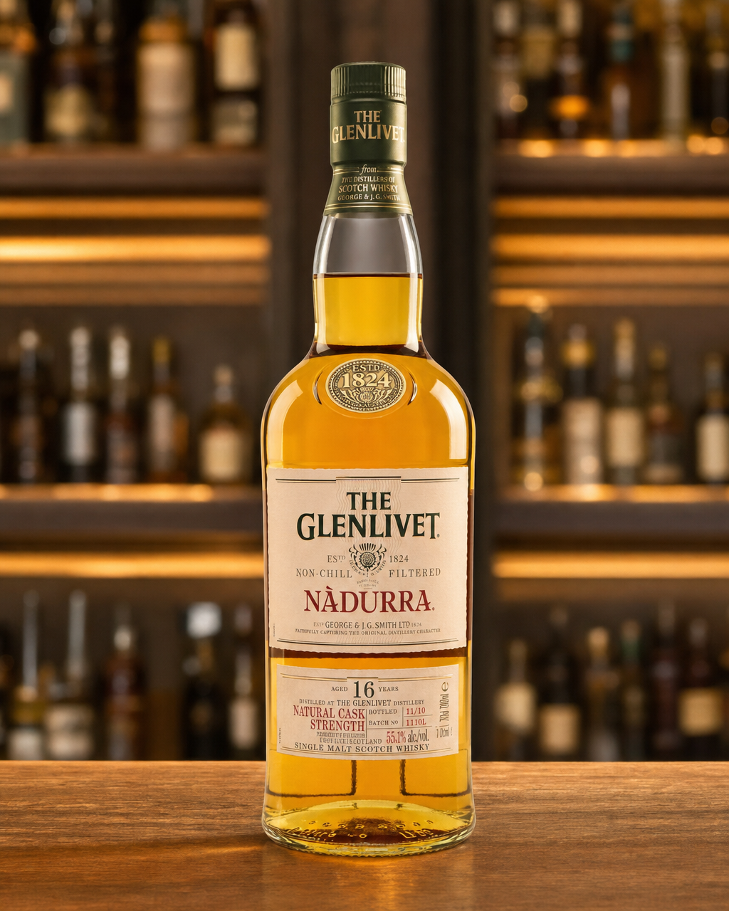 Glenlivet 16 Year Old Nadurra Cask Strength bottle, alternate view