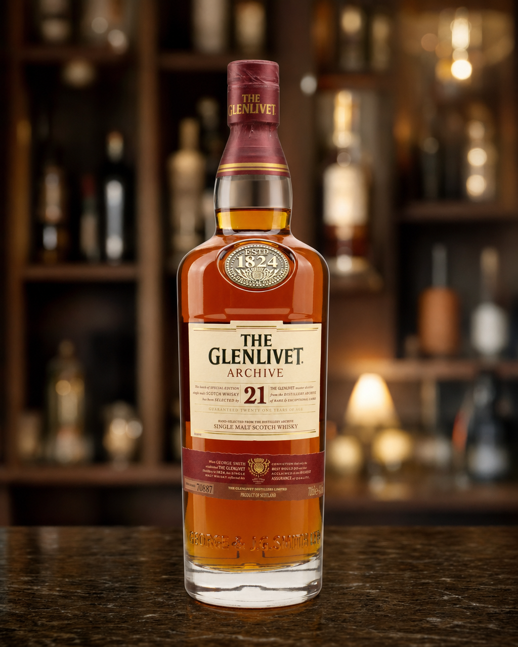 Glenlivet 21 Year Old Archive bottle, alternate view
