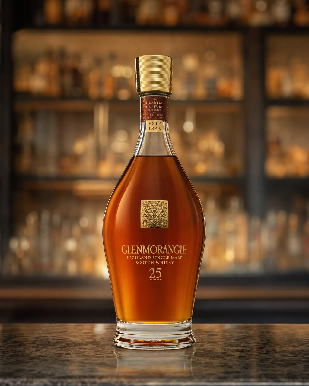 Glenmorangie 25 Year Old Quarter Of A Century bottle, alternate view
