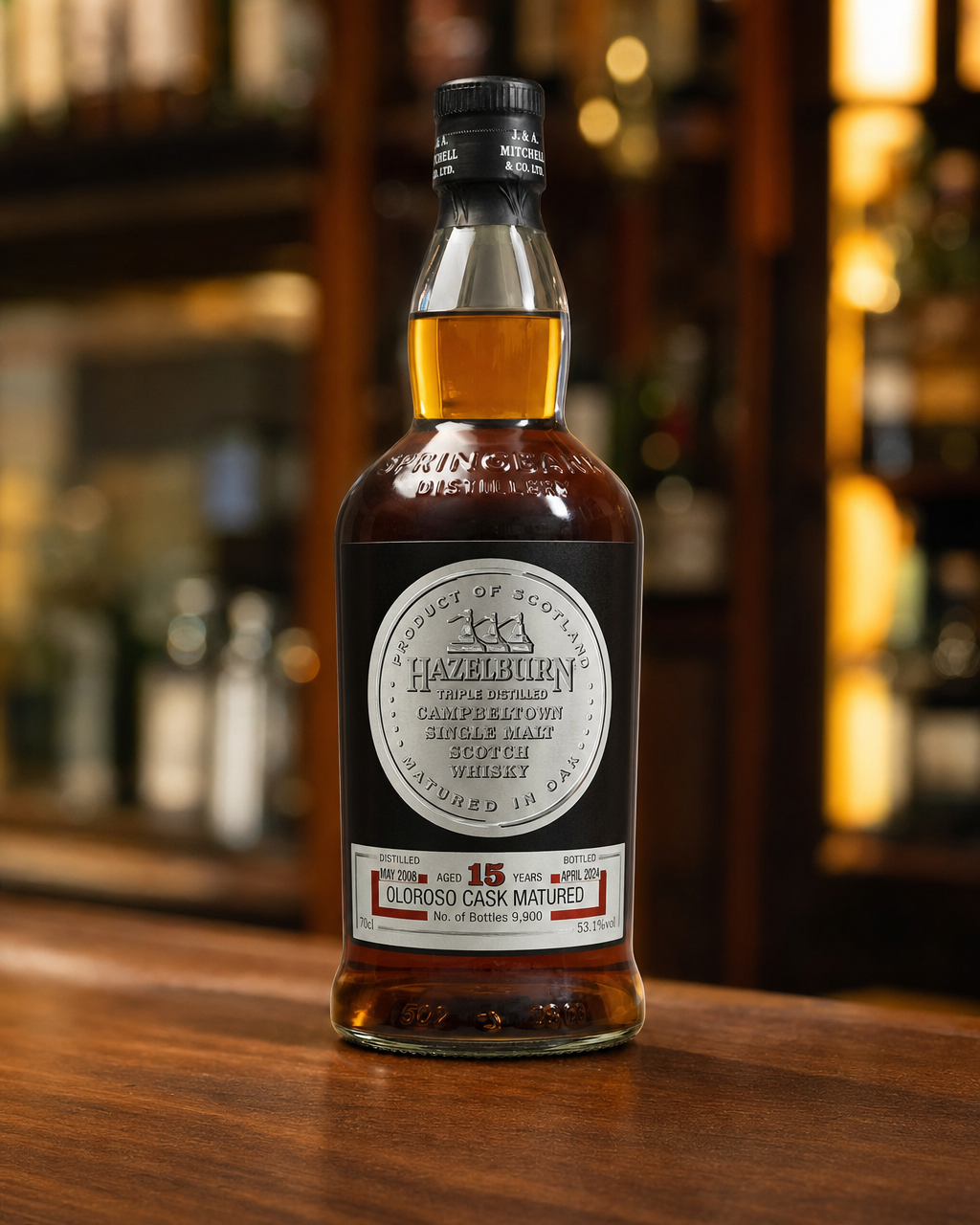 Hazelburn 2008 15 Year Old Oloroso Cask bottle, alternate view