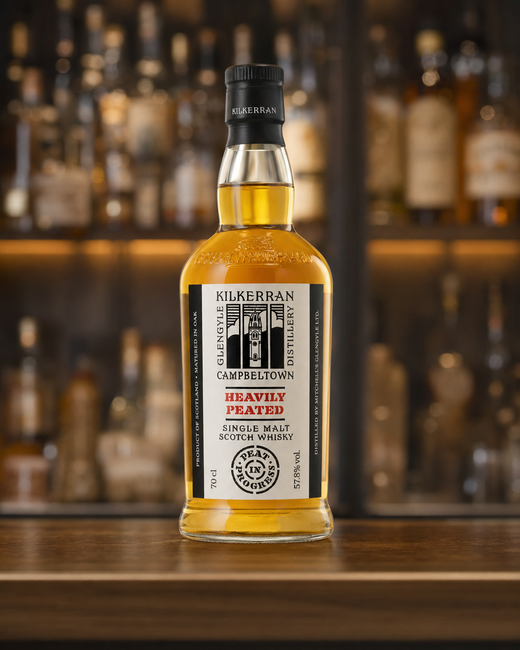 Kilkerran Heavily Peated Batch #1 bottle, alternate view