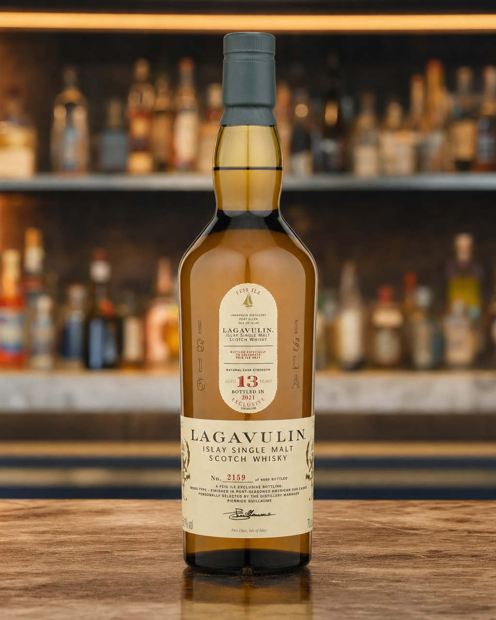 Lagavulin 13 Year Old Feis Ile 2021 bottle, alternate view