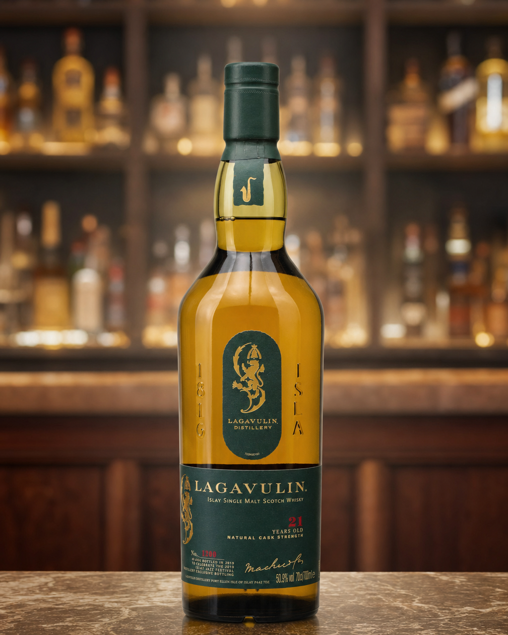 Lagavulin 21 Year Old Jazz Festival 2019 bottle, alternate view