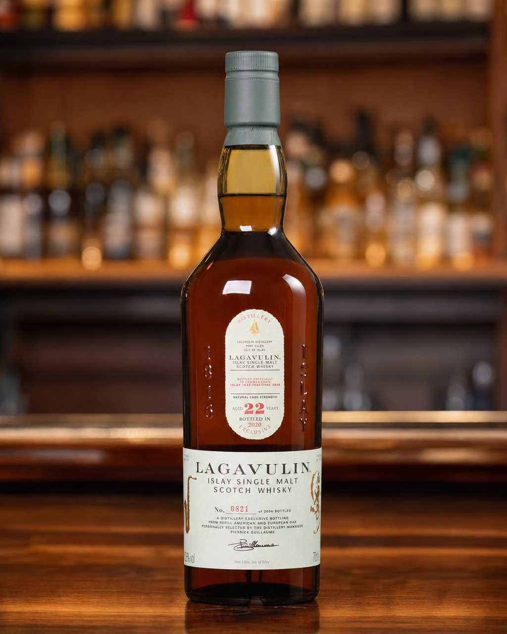 Lagavulin 22 Year Old Jazz Festival 2020 bottle, alternate view