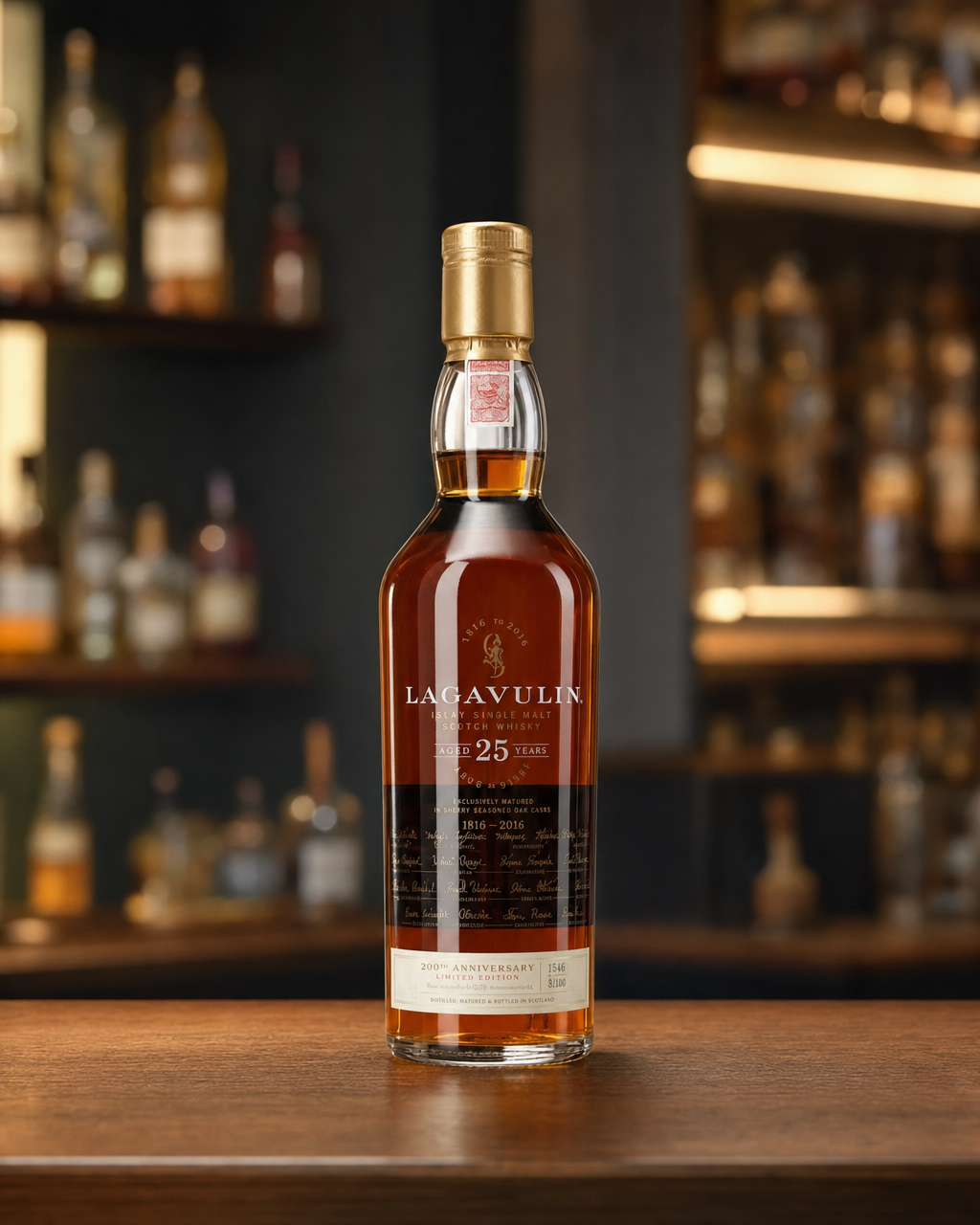 Lagavulin 25 Year Old 200th Anniversary bottle, alternate view