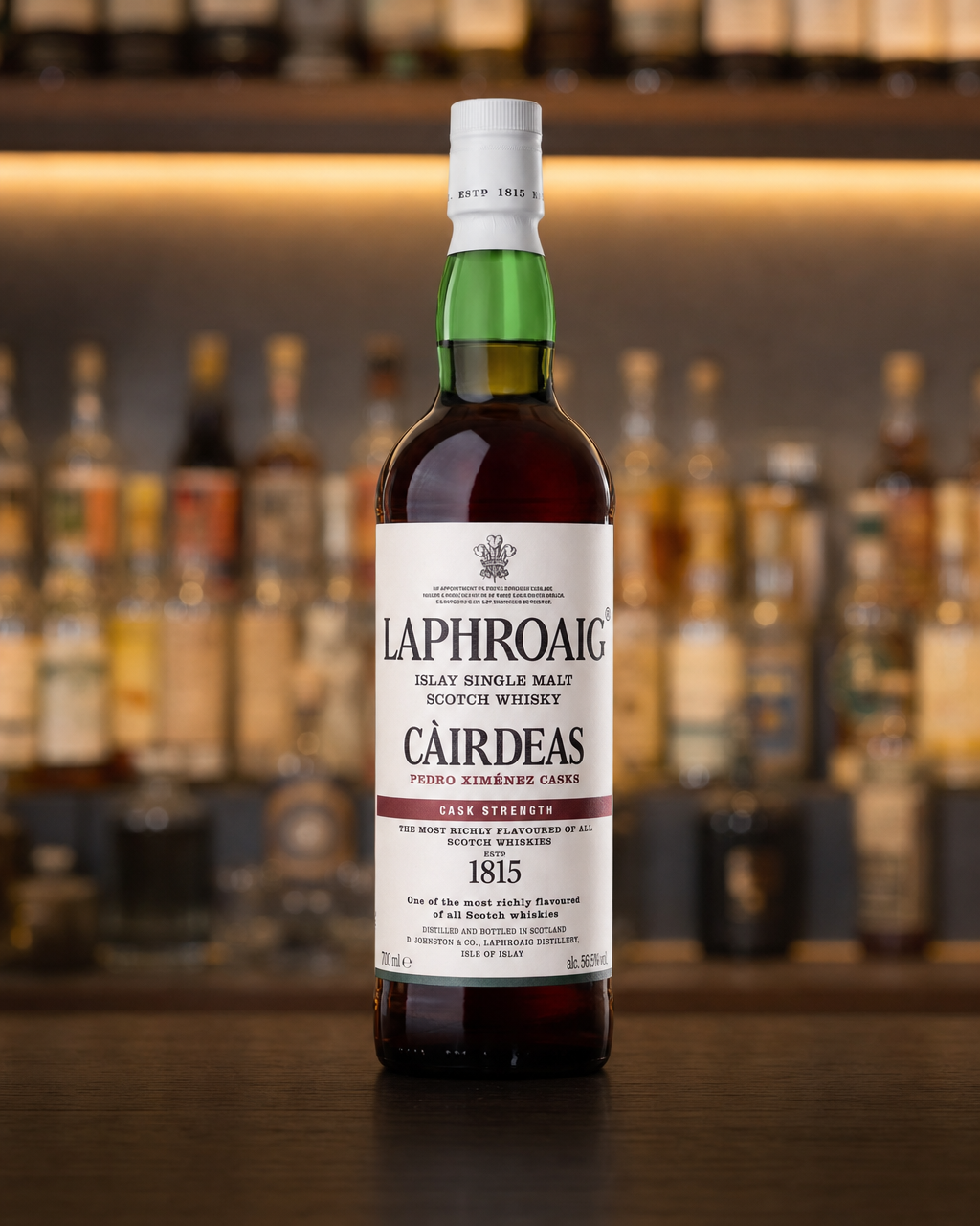 Laphroaig Cairdeas Pedro Ximenez Feis Ile 2021 bottle, alternate view