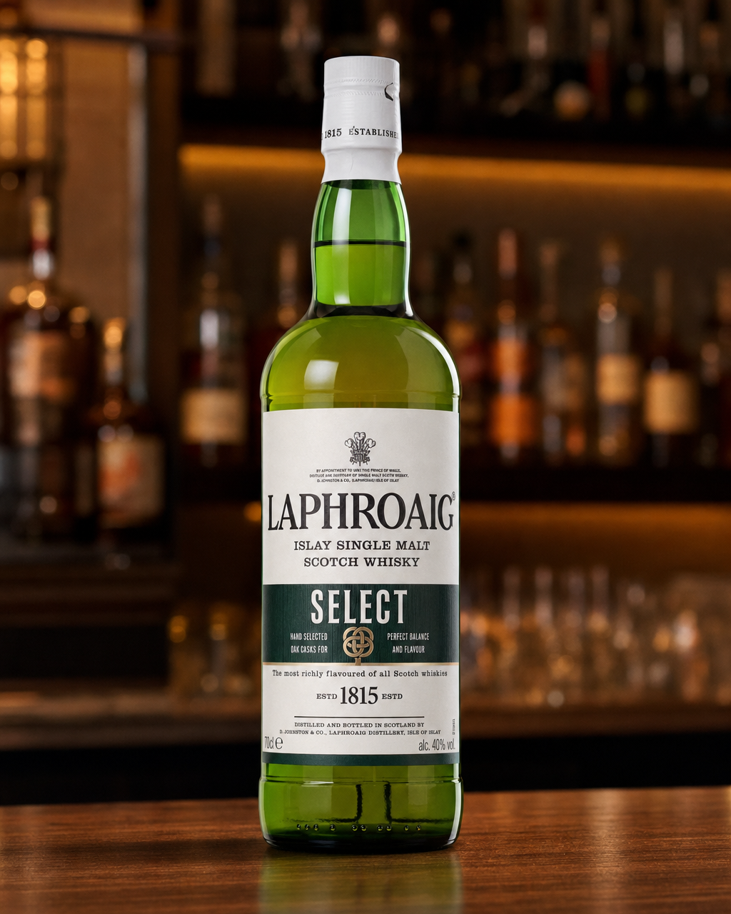 Laphroaig Select bottle, alternate view