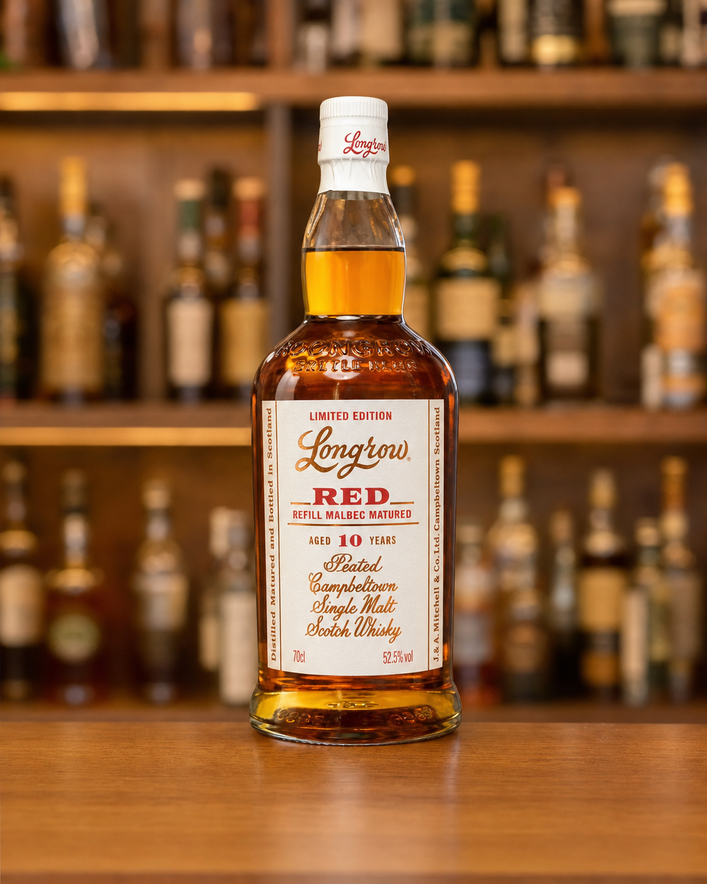 Longrow 10 Year Old Red Refill Malbec Cask bottle, alternate view