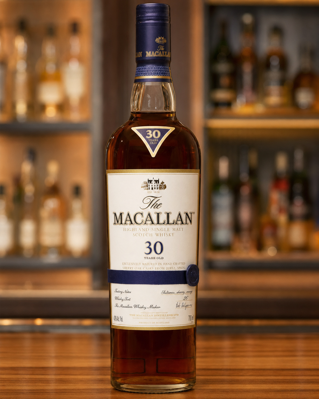 Macallan 30 Year Old Sherry Oak bottle, alternate view