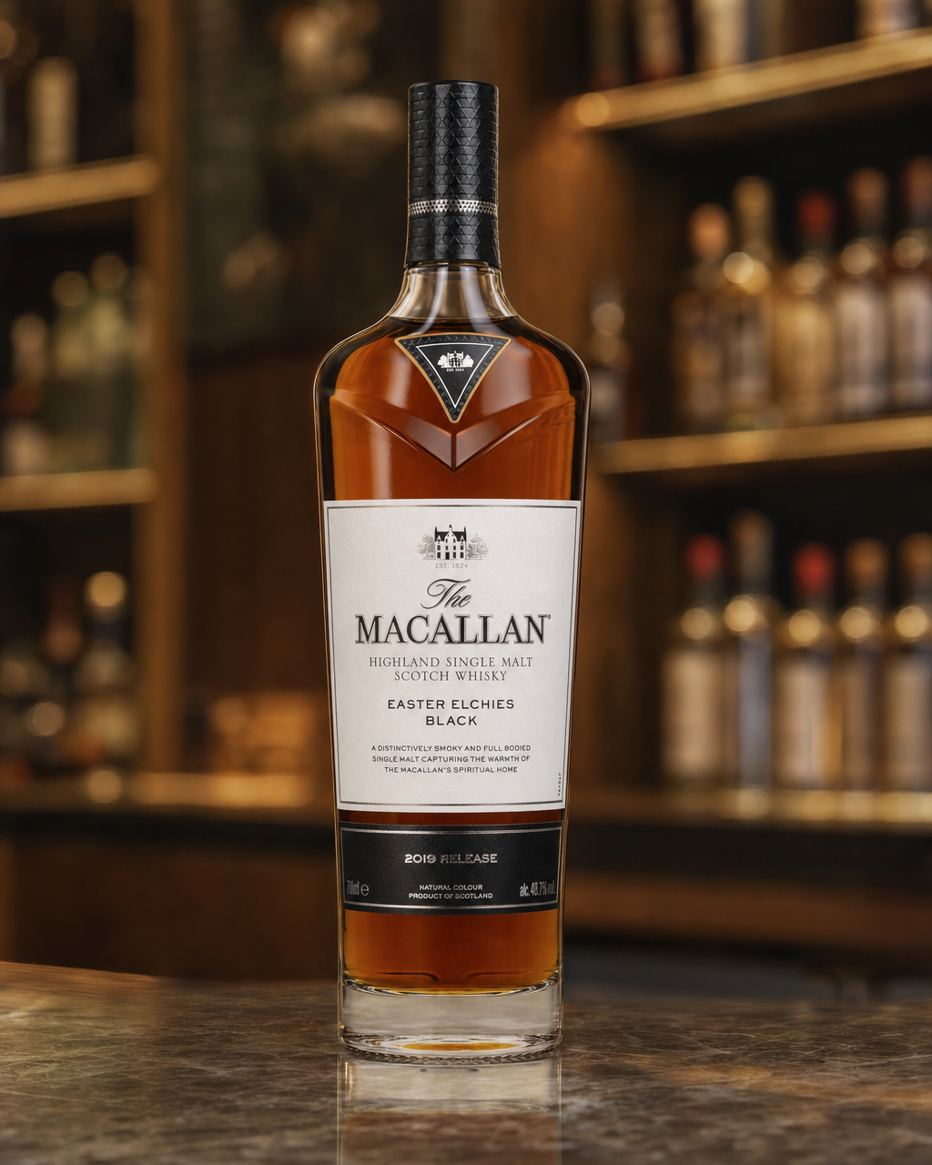 Macallan Easter Elchies Black 2019 Release bottle, alternate view