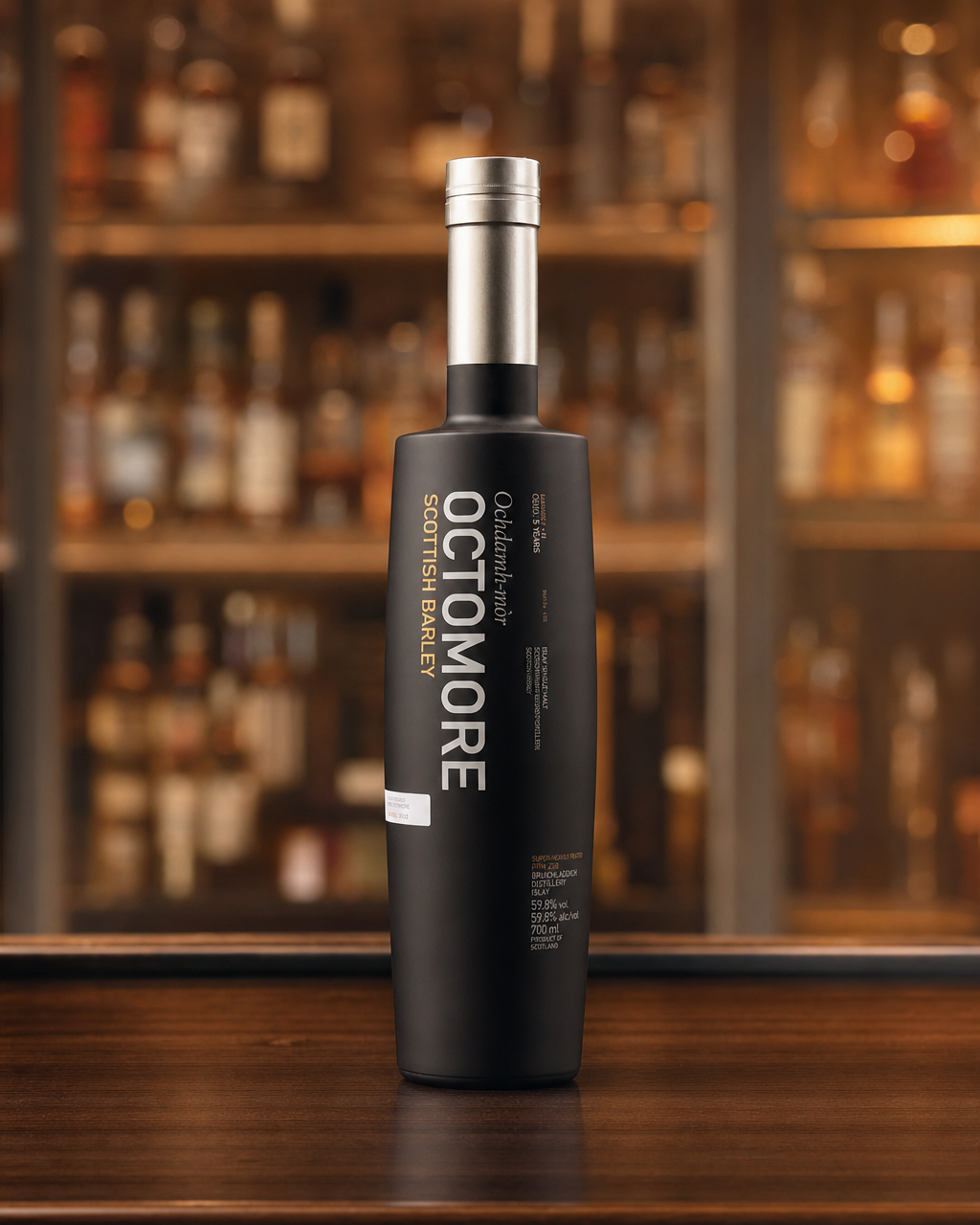 Octomore 06.1 Scottish Barley 5 Year Old bottle, alternate view