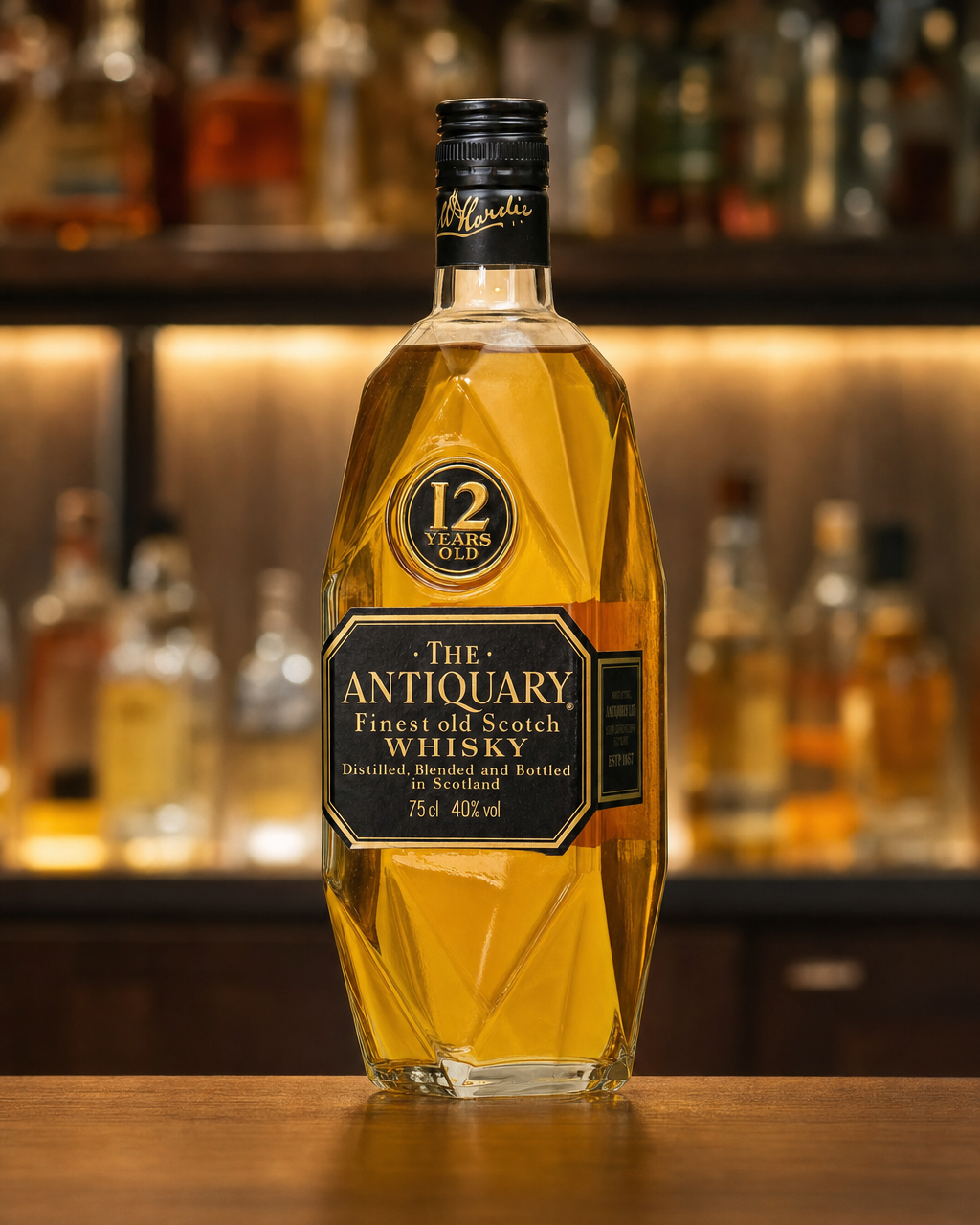 Antiquary 12 Year Old bottle, alternate view