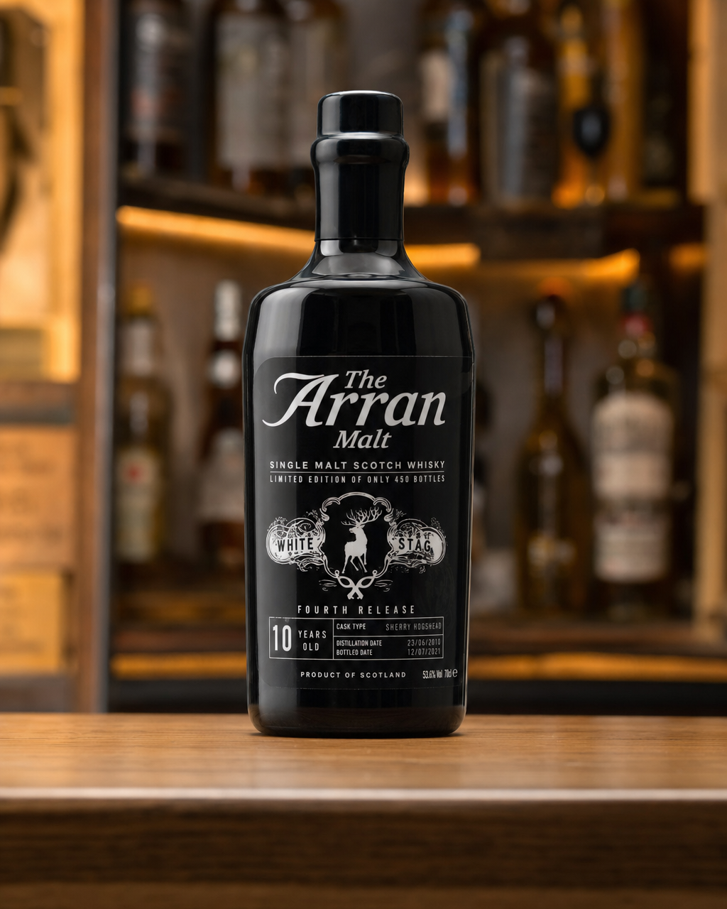 Arran White Stag Fourth Release bottle, alternate view