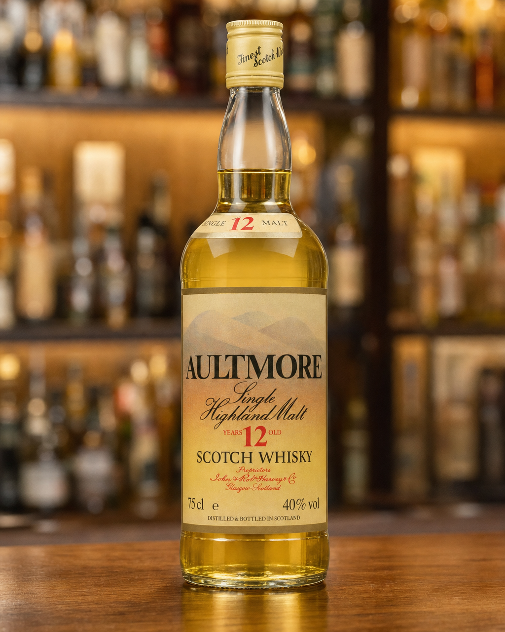 Aultmore 12 Year Old bottle, alternate view