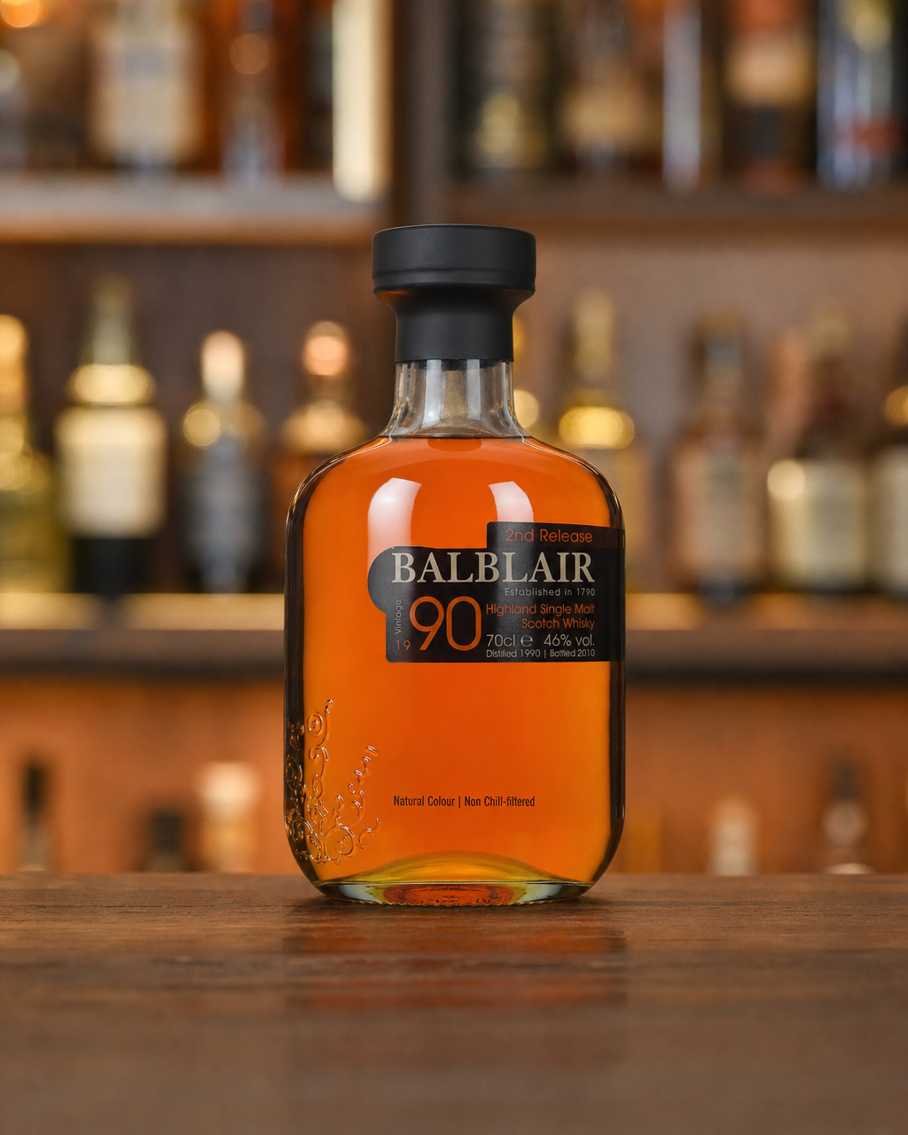 Balblair 1990 2nd Release bottle, alternate view