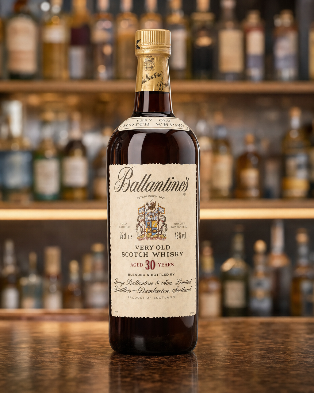 Ballantine's 30 Year Old bottle, alternate view