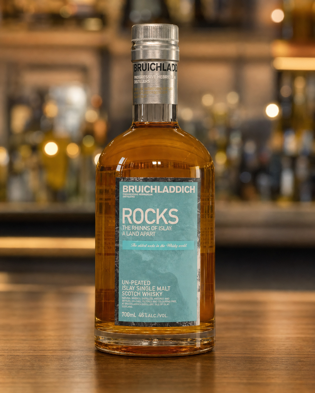 Bruichladdich Rocks bottle, alternate view