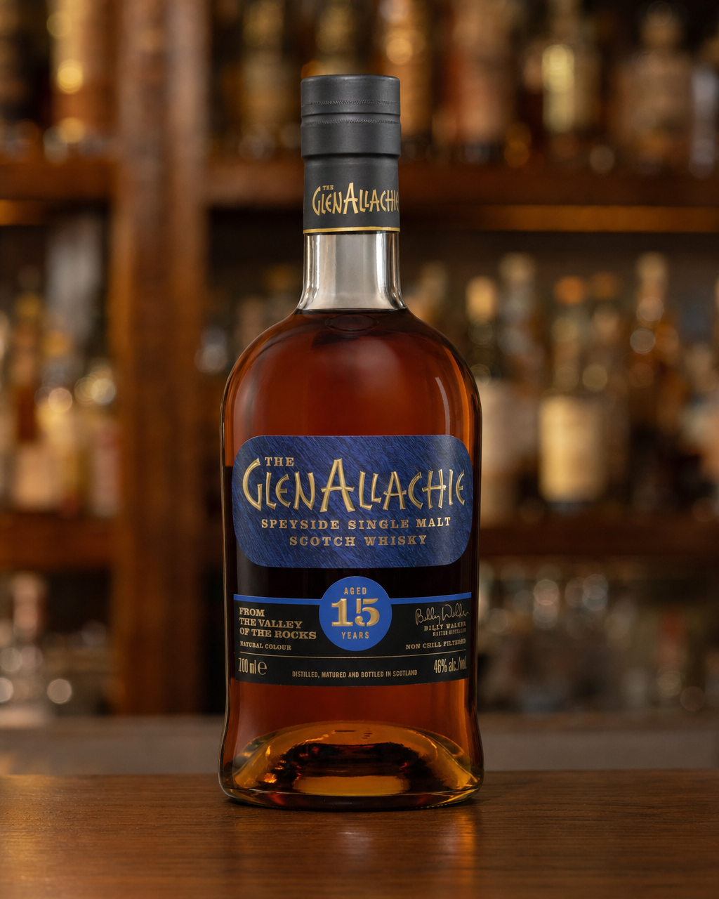 GlenAllachie 15 Year Old bottle, alternate view
