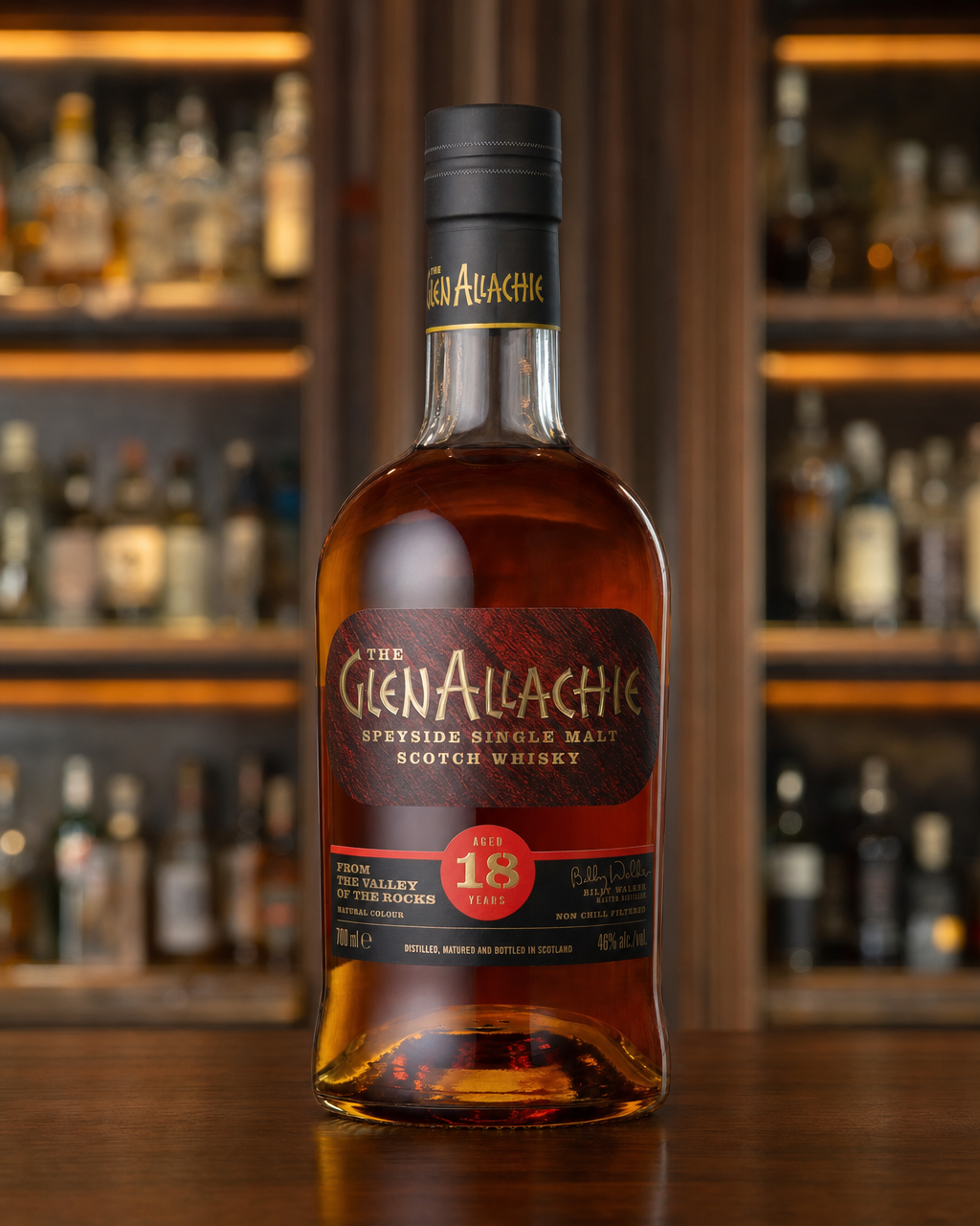 Glenallachie 18 Year Old bottle, alternate view