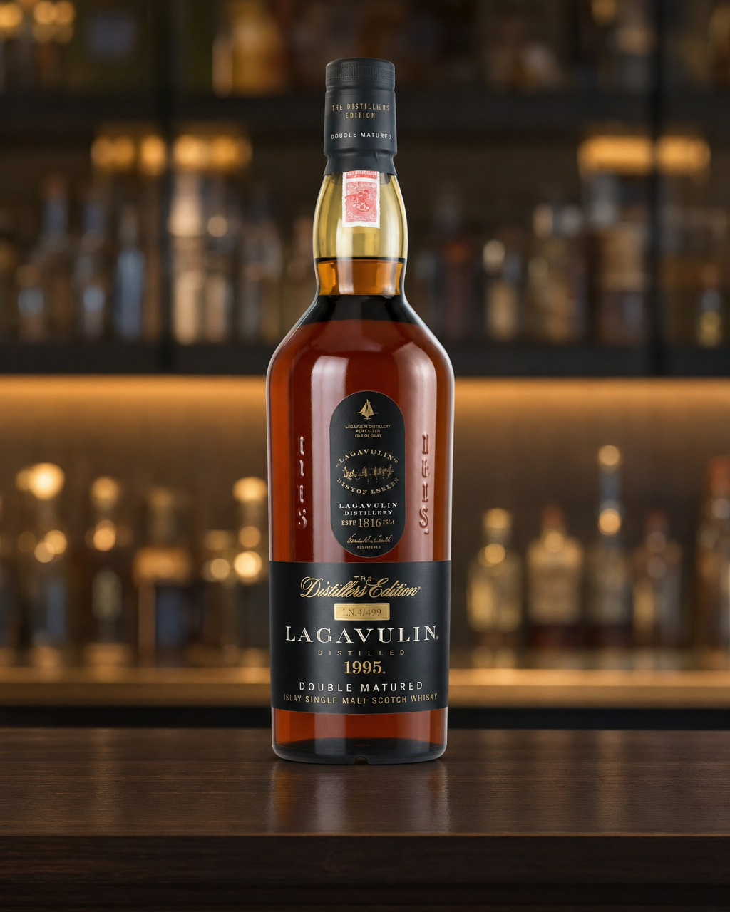 Lagavulin 1995 Distillers Edition bottle, alternate view