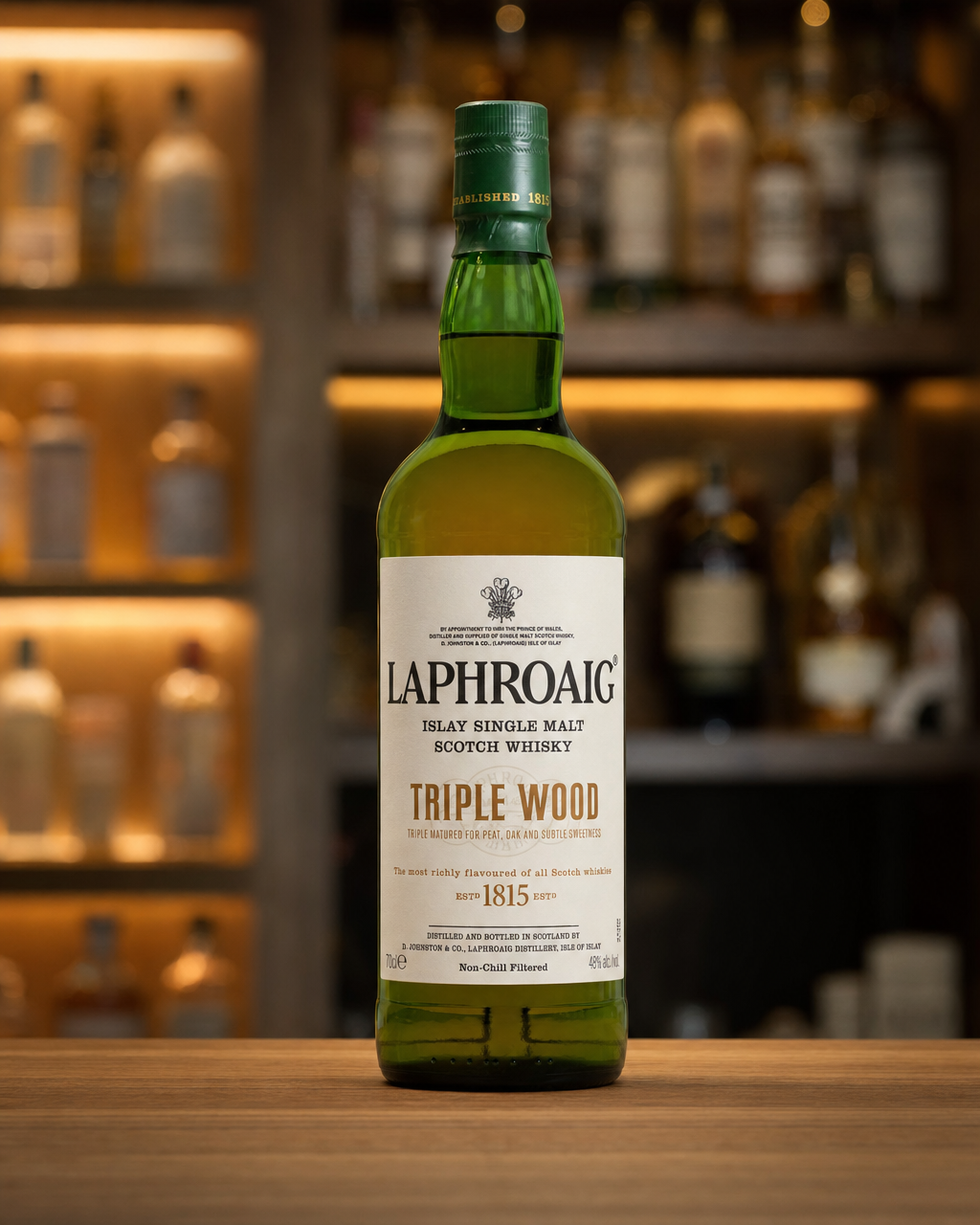 Laphroaig Triple Wood bottle, alternate view
