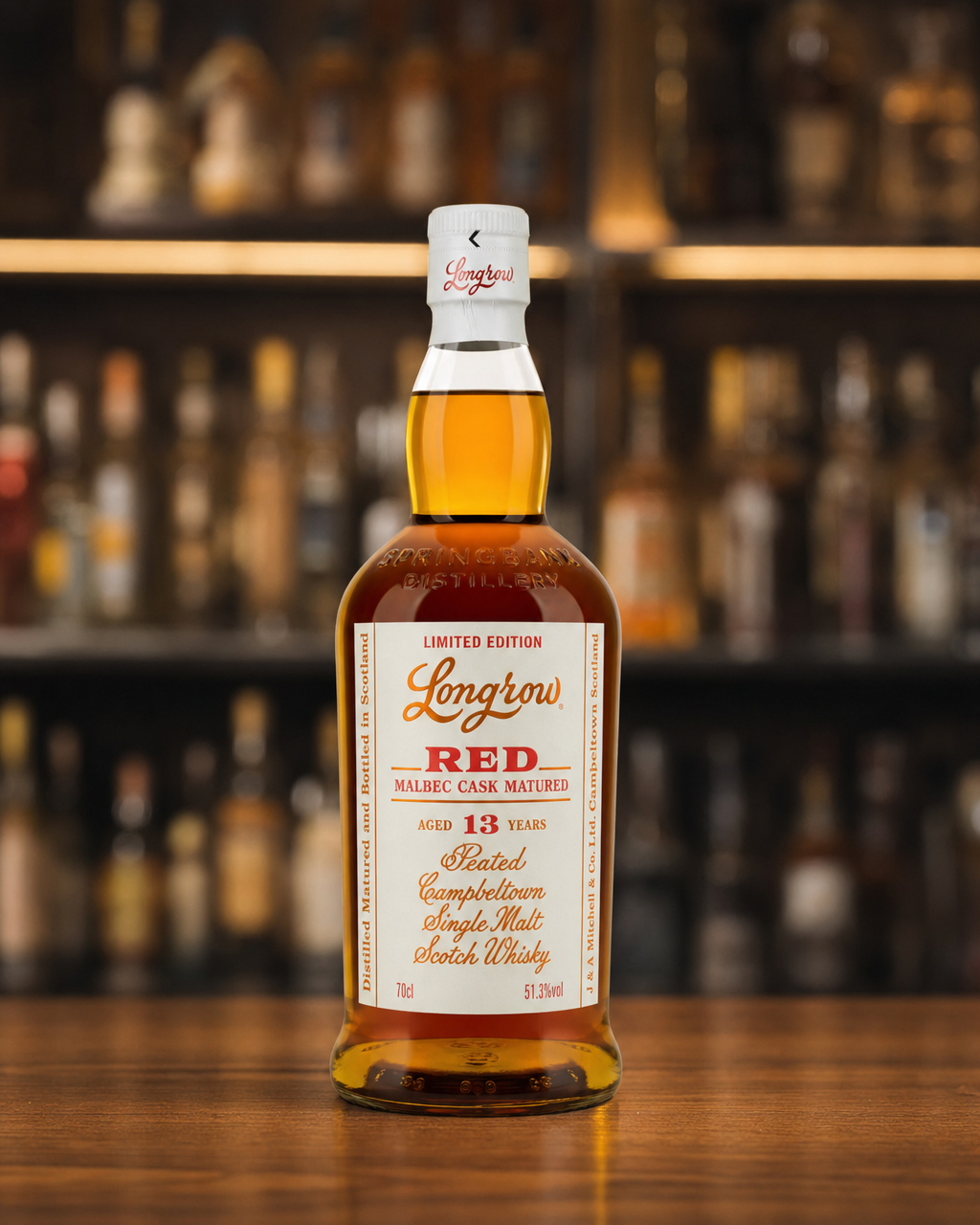 Longrow 13 Year Old Red Malbec Cask bottle, alternate view