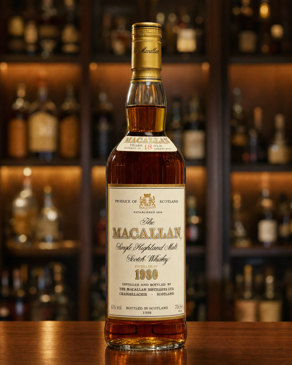 Macallan 18 Year Old 1980 bottle, alternate view
