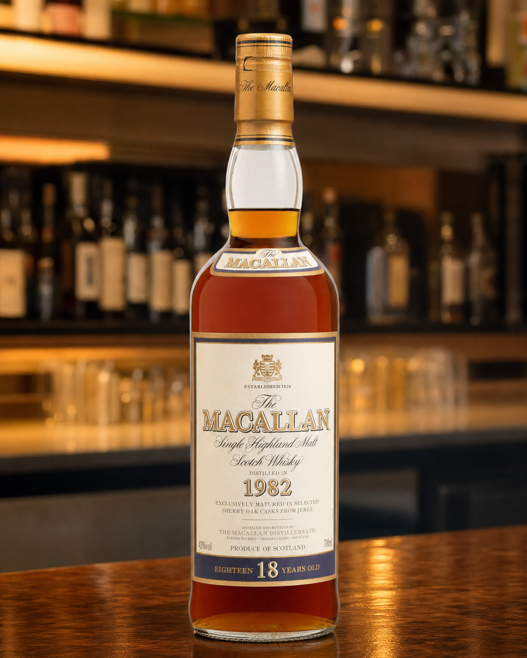 Macallan 18 Year Old 1982 bottle, alternate view