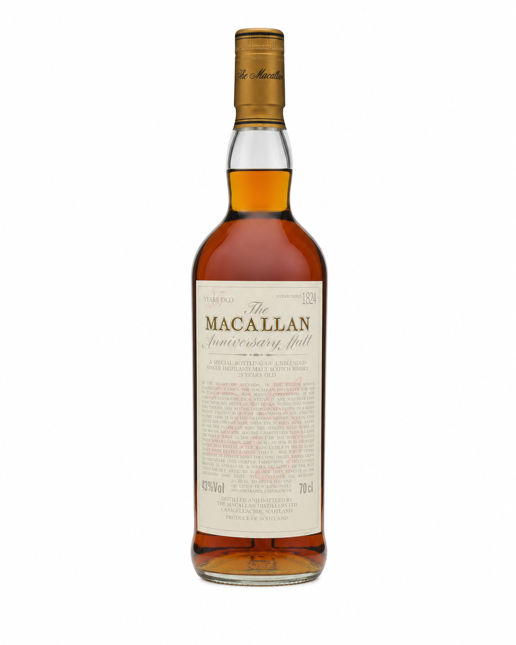 Macallan Over 25 Years Old / Anniversary Malt bottle