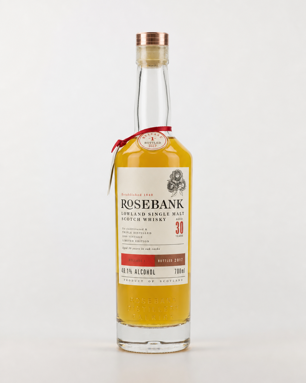 Rosebank 1990 30 Year Old Release #1 bottle