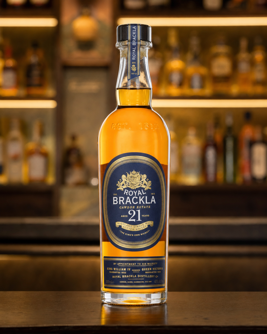 Royal Brackla 21 Year Old bottle, alternate view