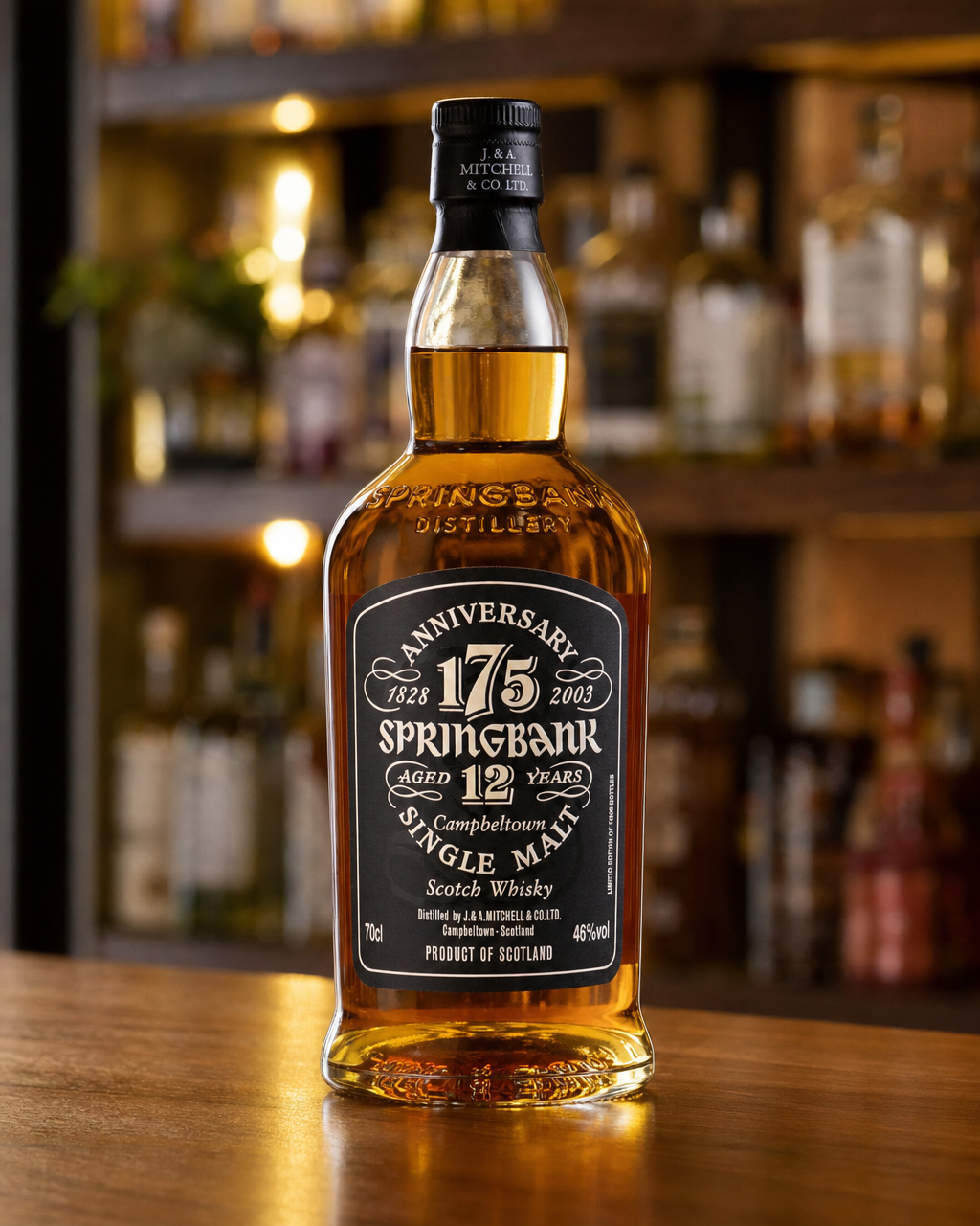 Springbank 175th Anniversary 12 Year Old bottle, alternate view