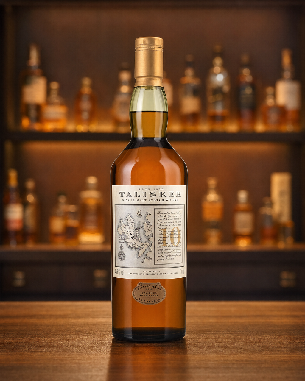 Talisker 10 Year Old / Bottled 1990s - Map Label bottle, alternate view