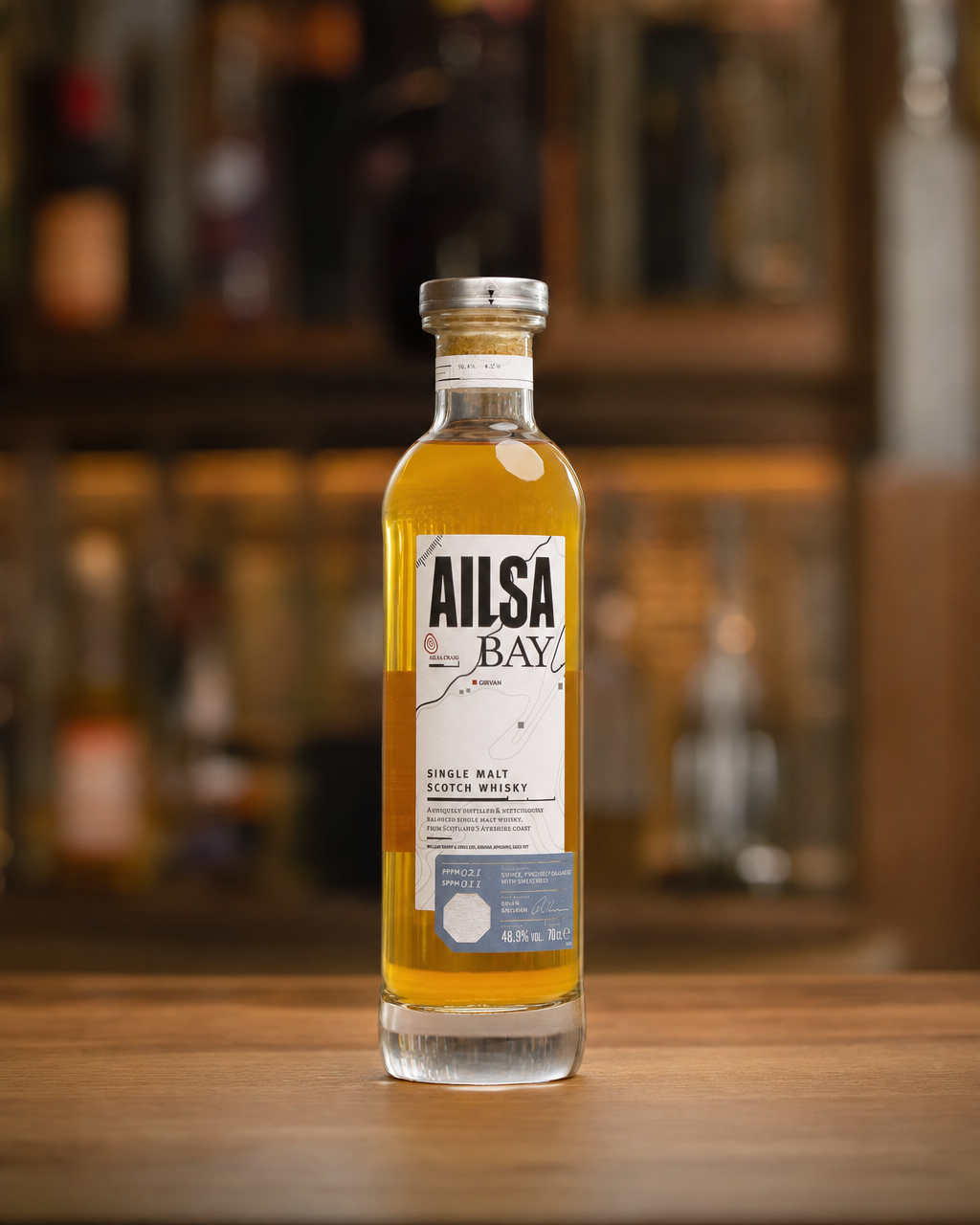 Ailsa Bay Single Malt bottle, alternate view