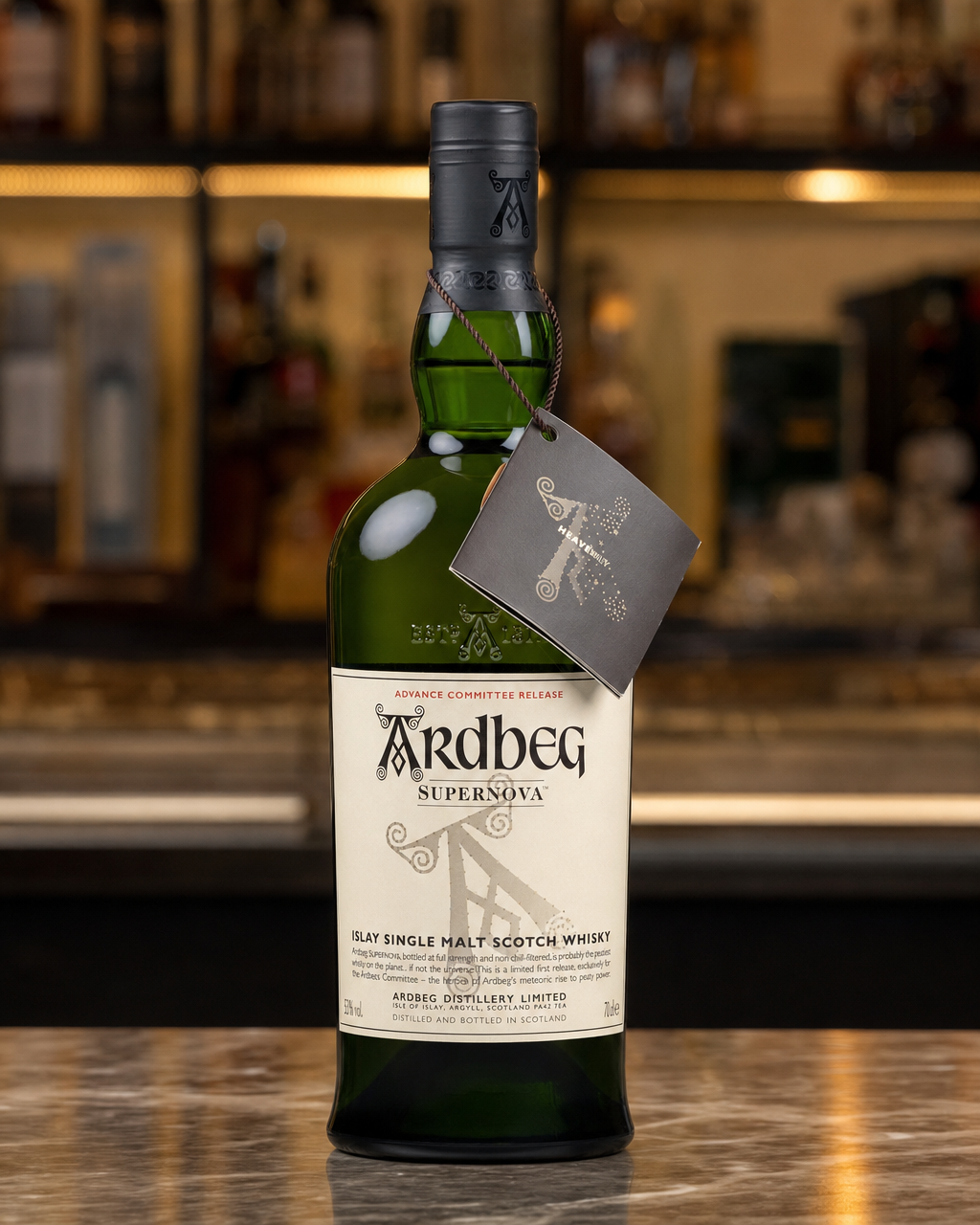 Ardbeg Supernova Advance Committee Release bottle, alternate view