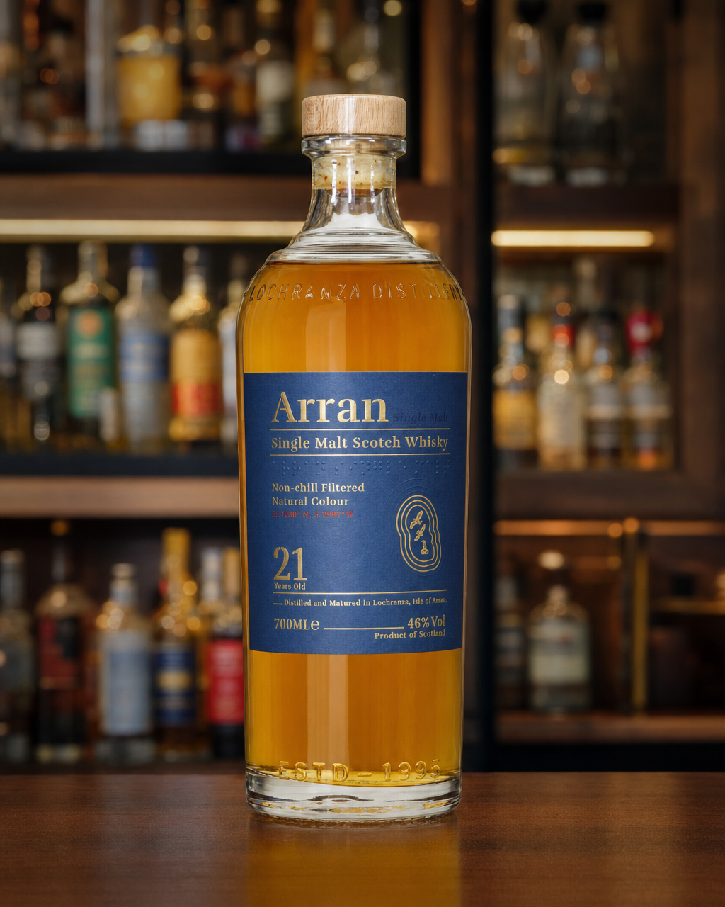 Arran 21 Year Old bottle, alternate view
