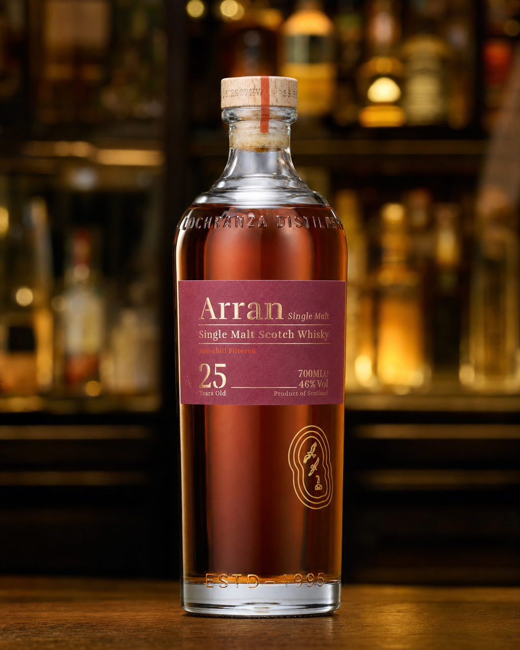 Arran 25 Year Old bottle, alternate view