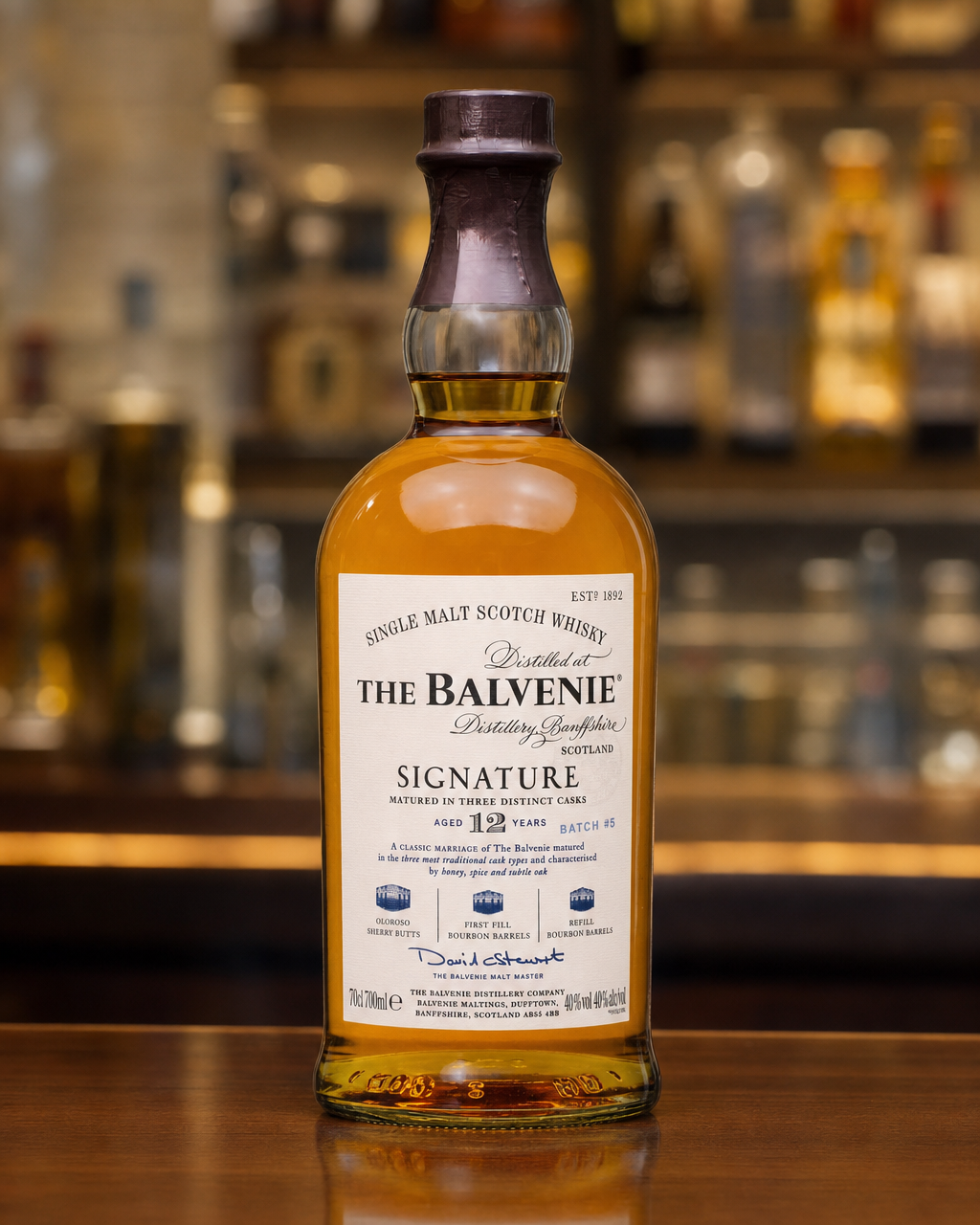 Balvenie 12 Year Old Signature Batch #5 bottle, alternate view