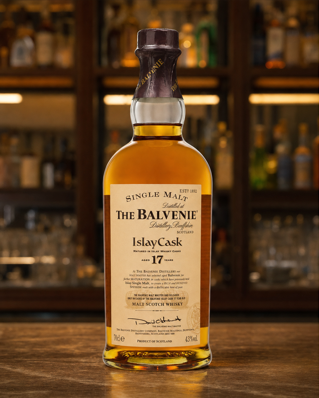 Balvenie 17 Year Old bottle, alternate view