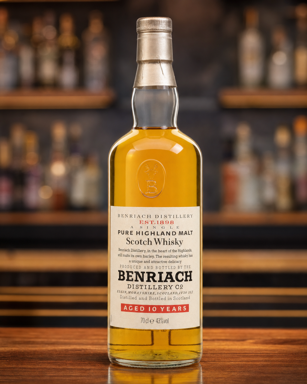 Benriach 10 Year Old bottle, alternate view