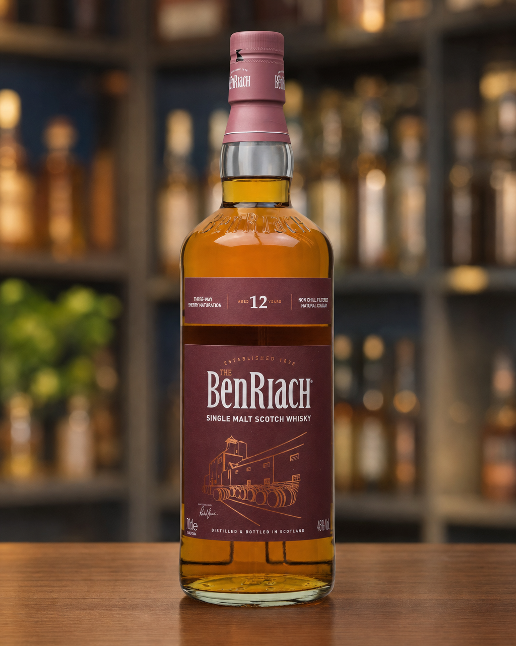 Benriach 12 Year Old bottle, alternate view