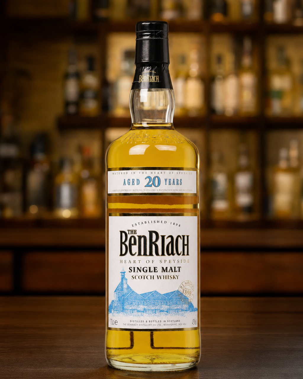 Benriach 20 Year Old bottle, alternate view