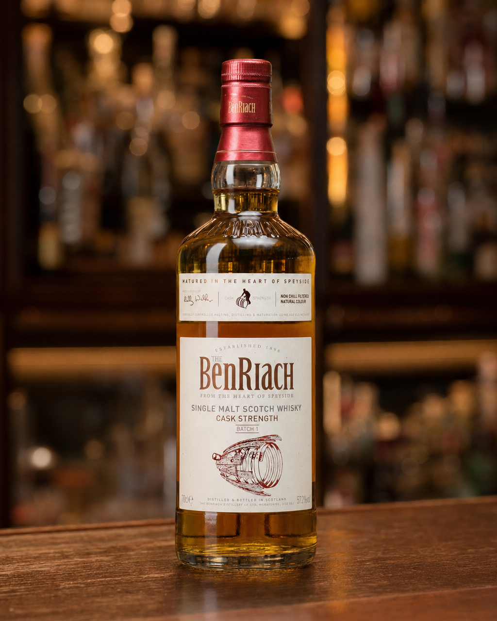 Benriach Cask Strength Batch 1 bottle, alternate view