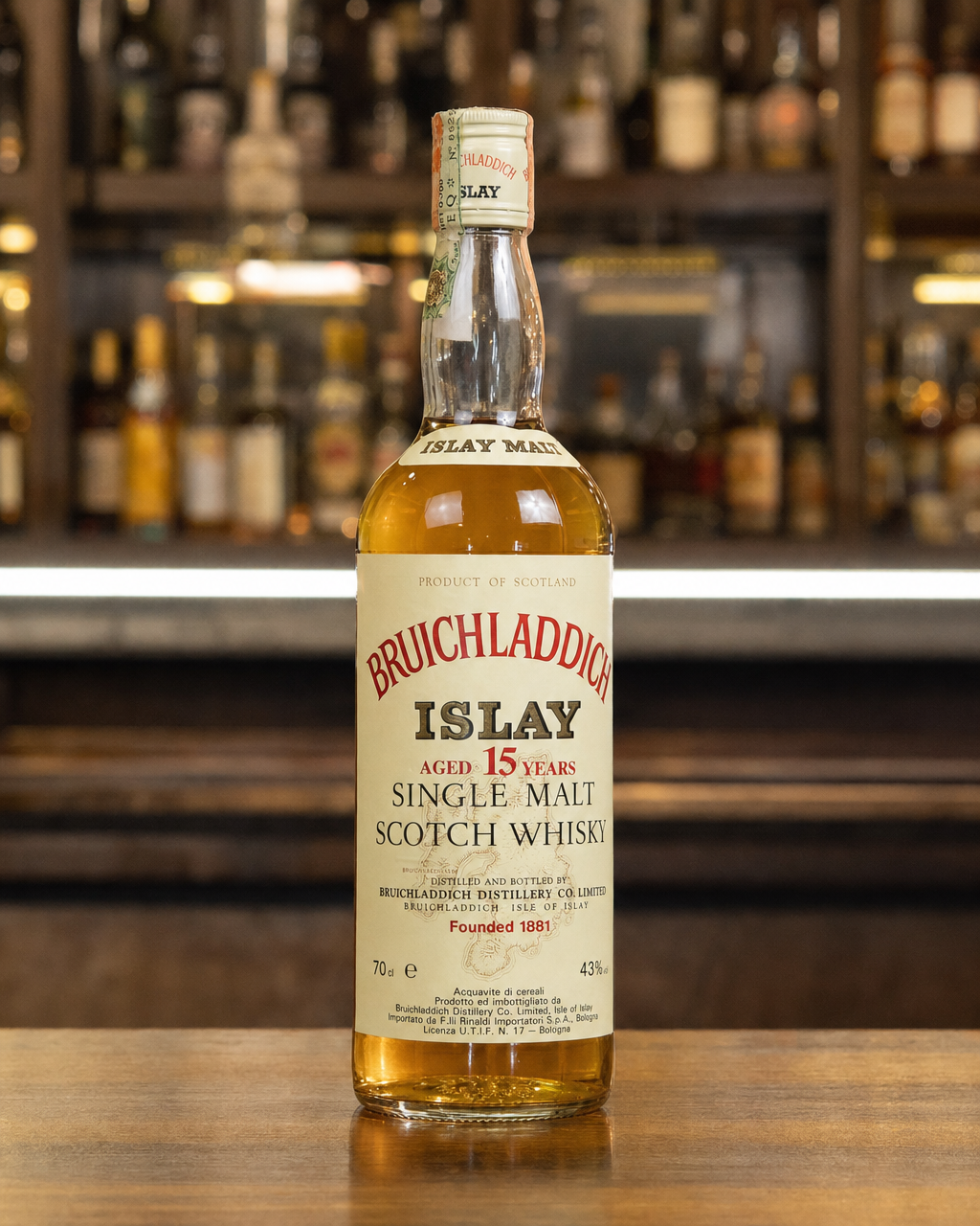 Bruichladdich 15 Year Old bottle, alternate view